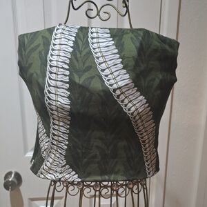 Green Leaf Print Women's Tube Top